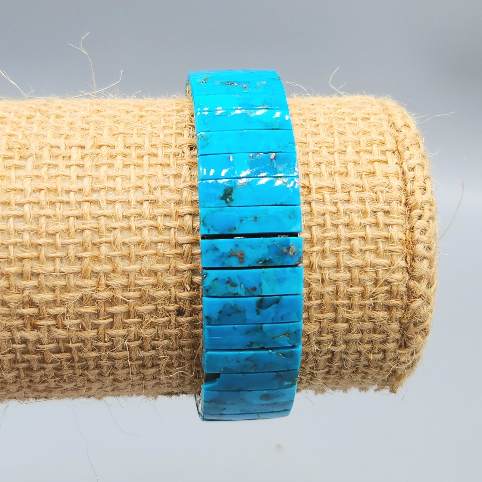 Vintage Turquoise Slab Expansion Stretch Bracelet 6.75″