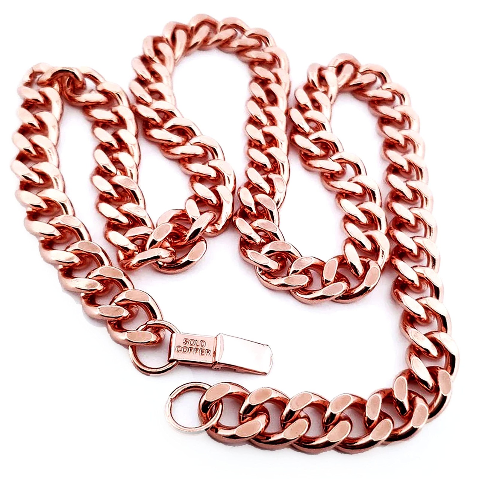 Pure Copper Cuban Link Necklace Heavy Solid Statement Jewelry Chain 24″ Unisex
