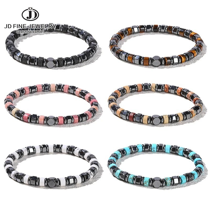 Men’s Tiger Eye Hematite Bracelet Healing Energy Jewelry Strength Grounding Gift