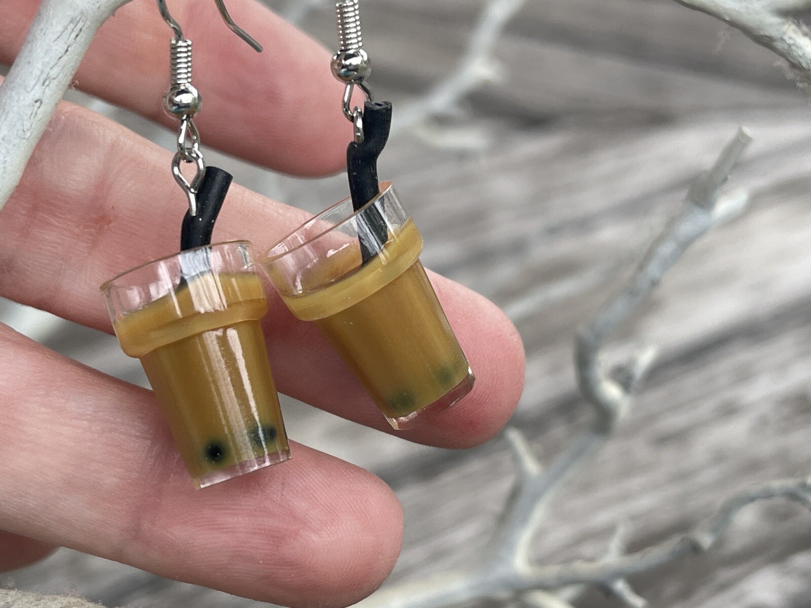 Mini chi Boba Tea dangle Earrings