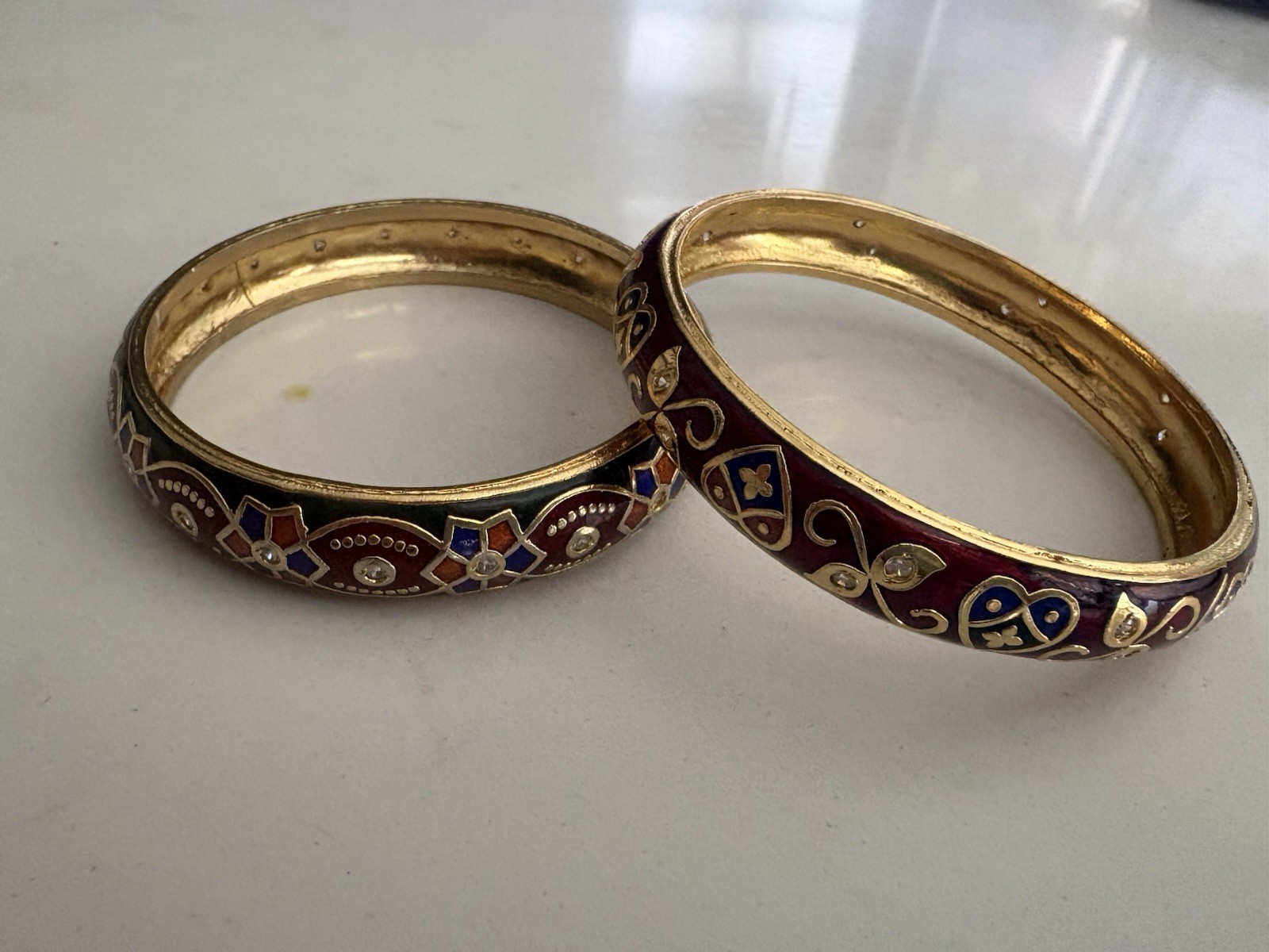 Meenakari Bangles Kada Made In India Size 2.4 Set of 2 Gold Plated