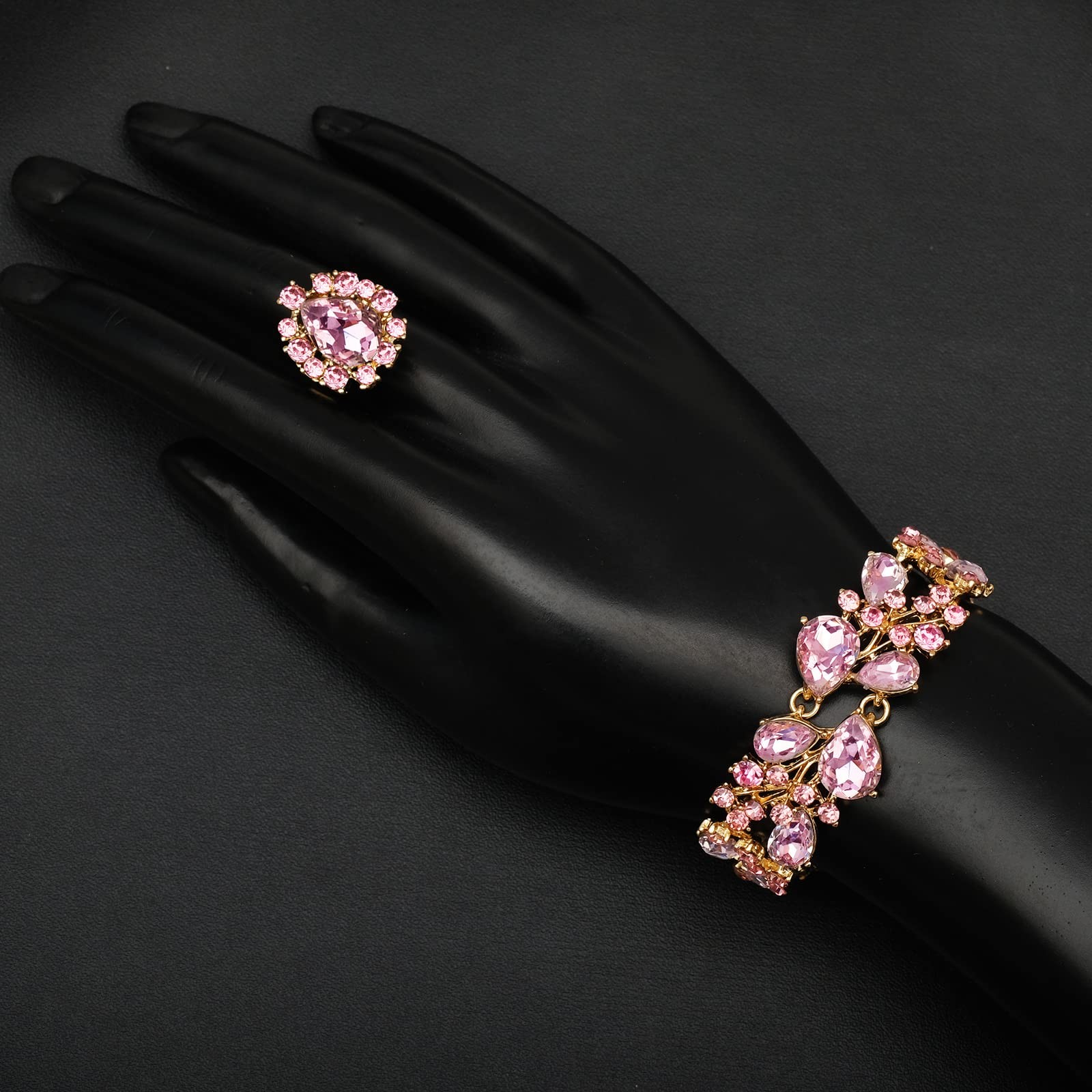 4 Pcs/Set Austrian Crystal Necklace Earrings Bracelet Ring Bridal Jewelry Set…