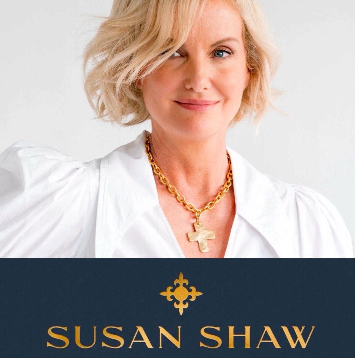 Susan Shaw Jewelry Solid Cross Necklace 24k Gold TPG