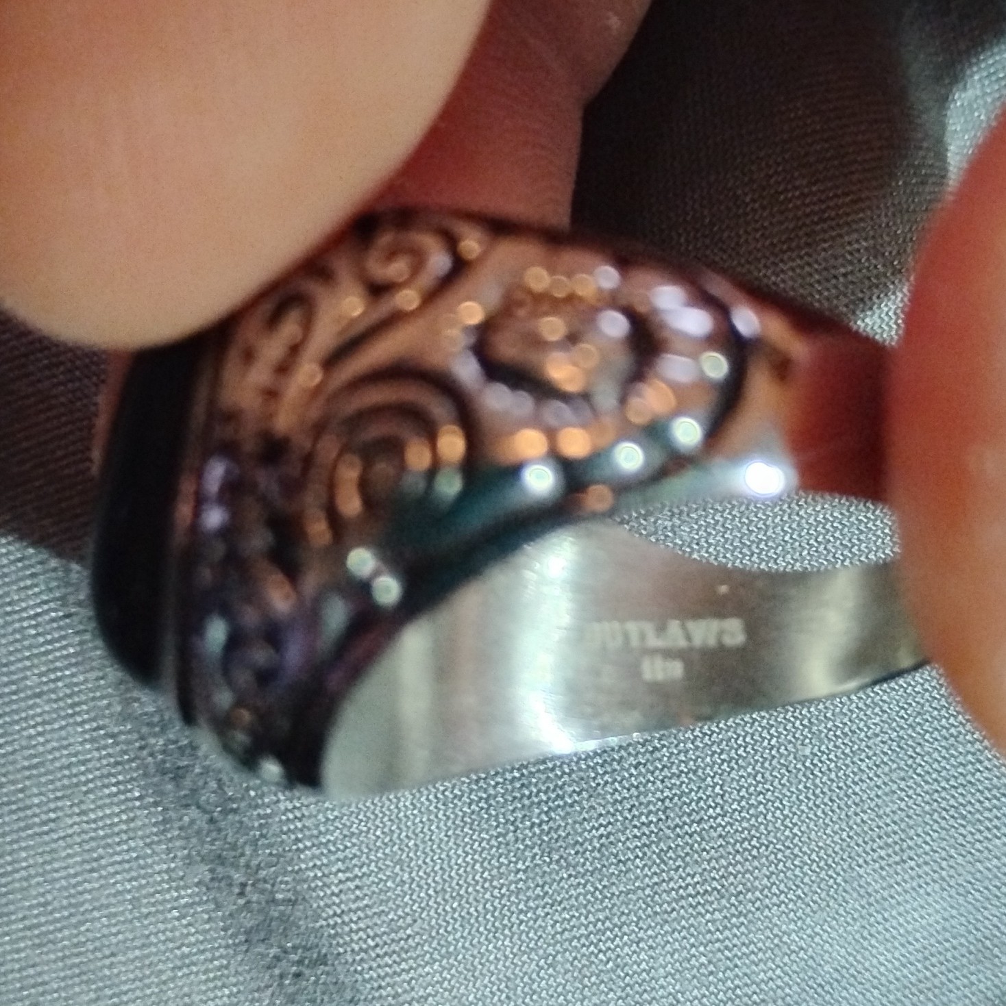 Outlaws Amsterdam Stainless Steel Signet Men Ring Oval Black Onyx Bezel Size 11