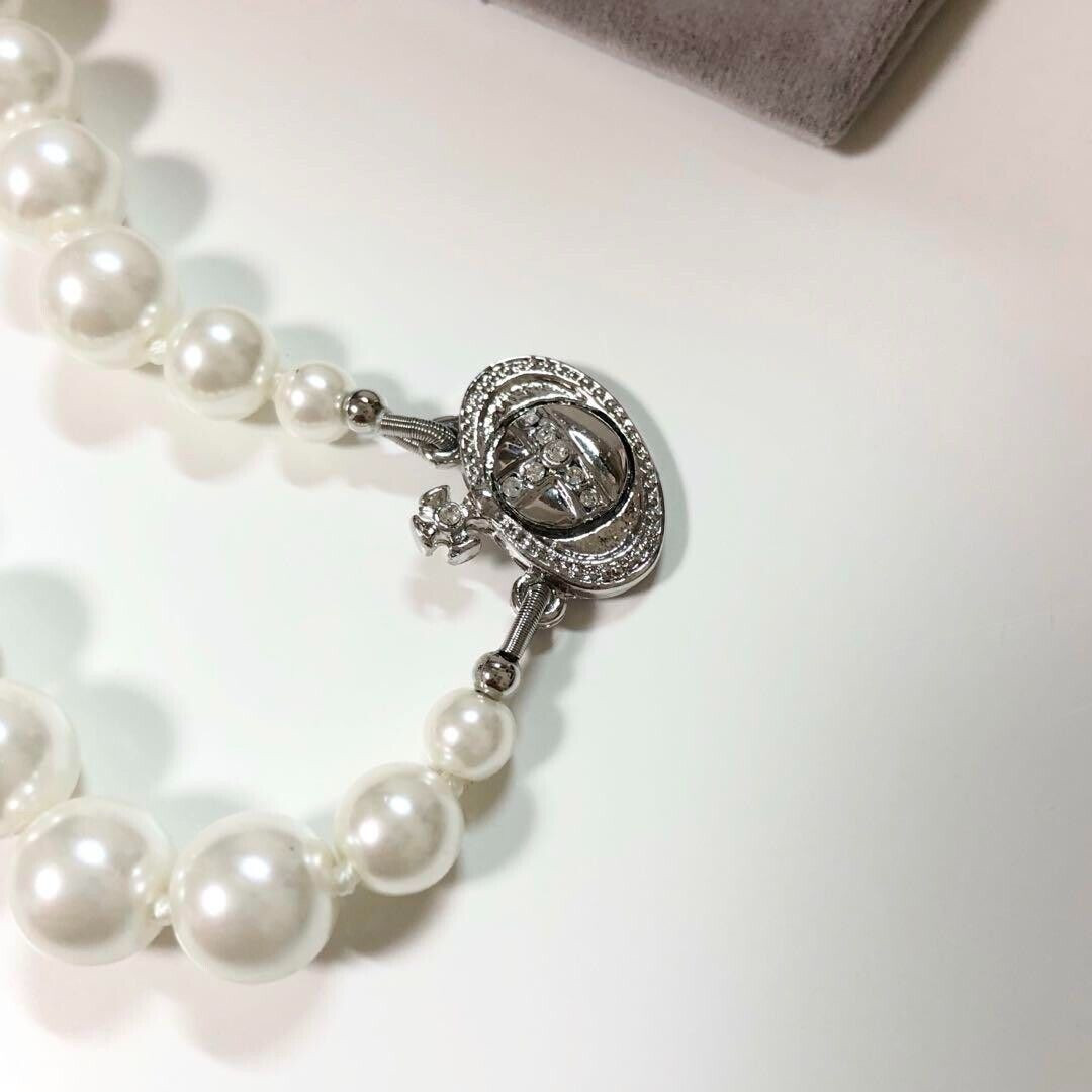 Vivienne Westwood Orb Necklace Choker White 1 Row Drop Pearl Outlet authentic