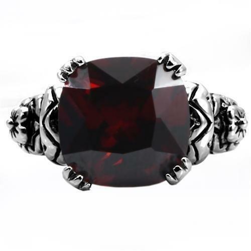 TK018 – High polished (no plating) Stainless Steel Ring with AAA Grade CZ in