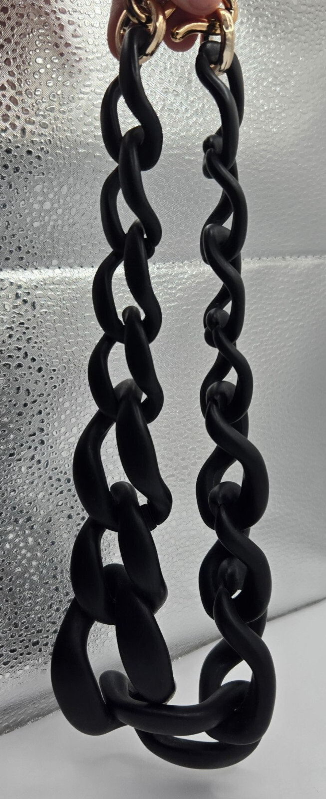Chunky Link Necklace – Fun Flair Statement Large Black Sweater Chain ~9 in
