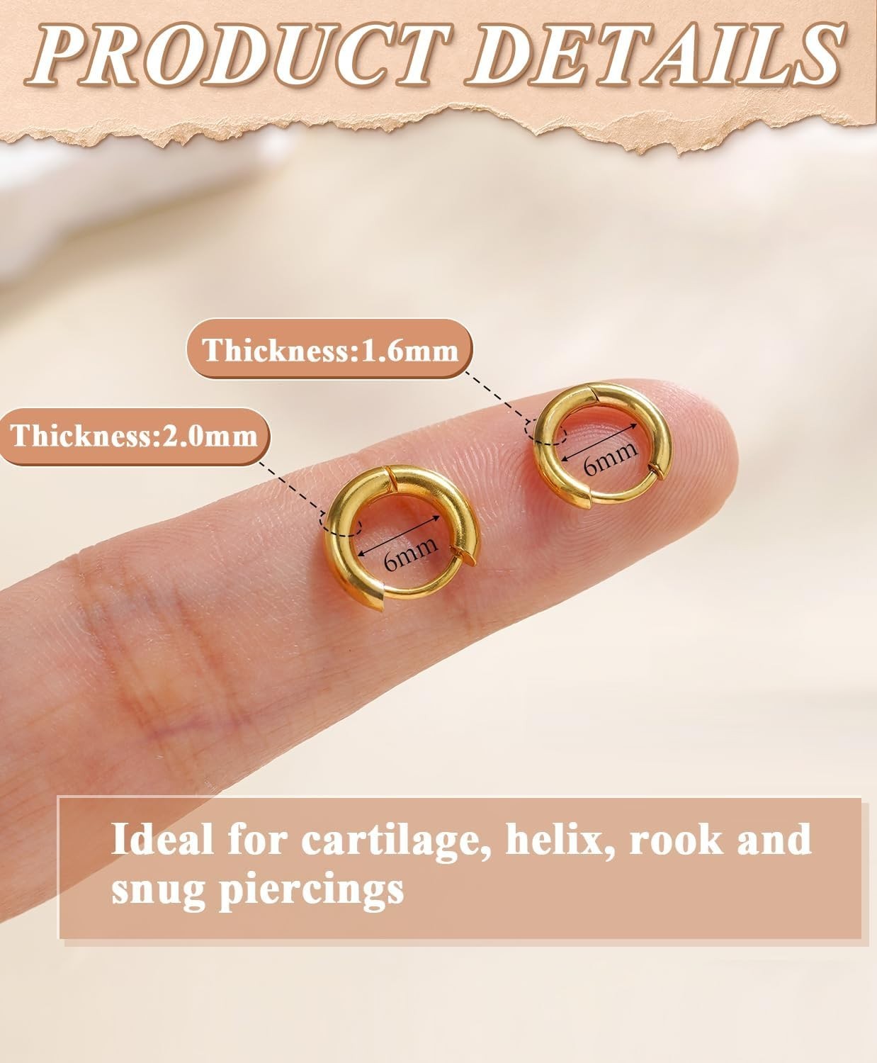 Minimalist 316L Stainless Steel Earrings – Elegant Huggie Hoop for Any Occasion