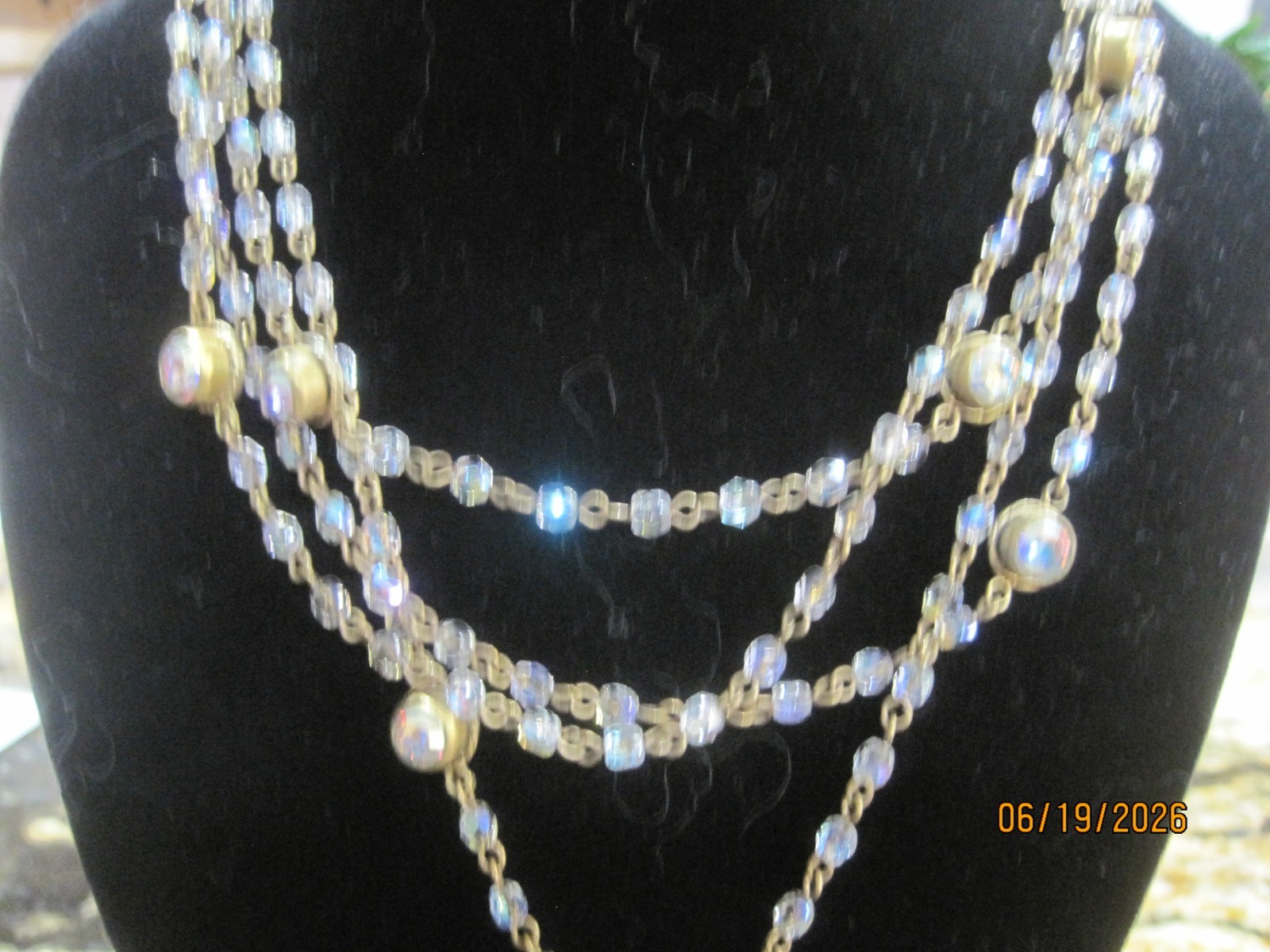 VSA Virgin Saints & Angels San Benito Crystal Necklace Gold Tone Saint Benedict