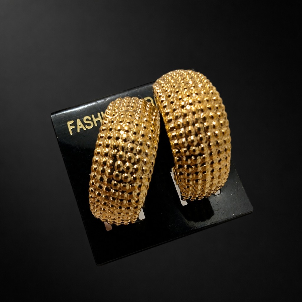 Chunky Gold Hoop Earrings Textured Statement Retro Bold Fashion Jewellery