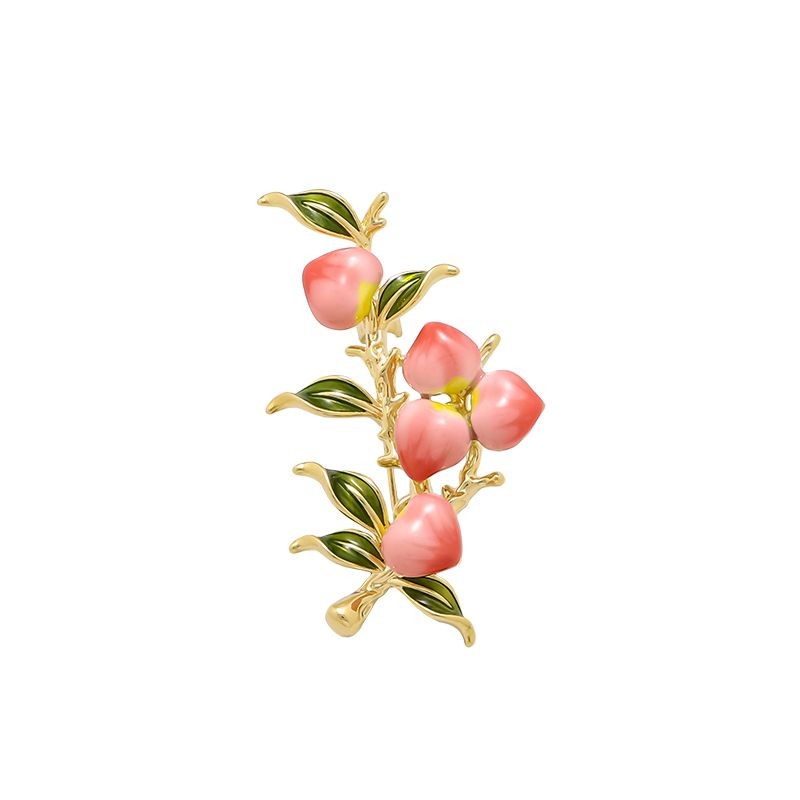 Peach Branch Brooch Elegant Fashion Pin Womens Coat Sweater Accessory