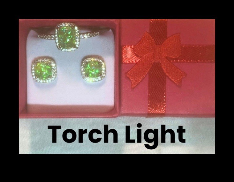 Gorgeous Green Fire Opal CZ Halo Square Earrings & Ring Size 11 Set