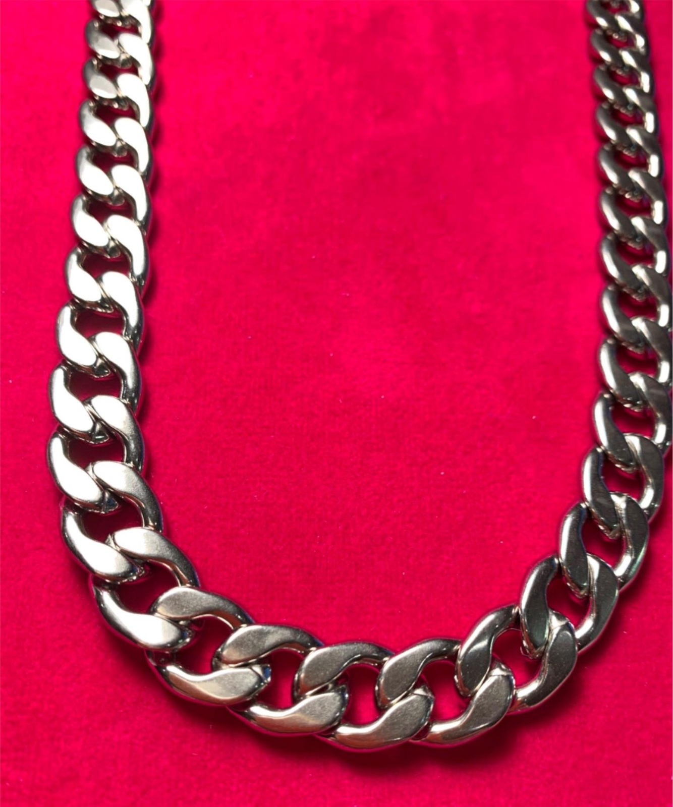 32 INCH MENS 12 MM STAINLESS STEEL SILVER PLATED CUBAN CURB CHAIN- USA SELLER