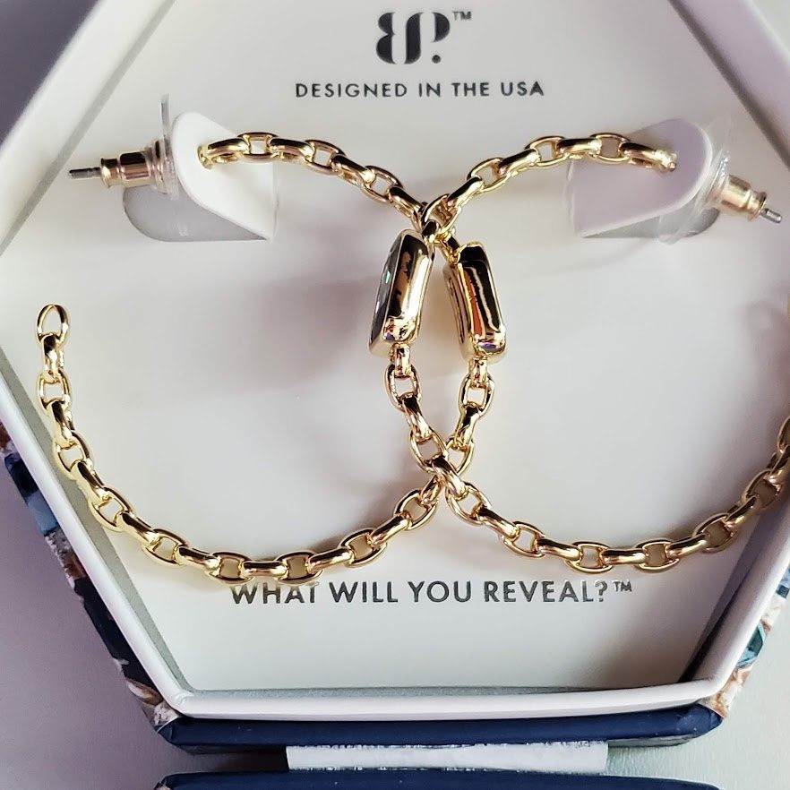 Bomb Party June 2025 Birthday Subtle Statements Alexandrite Gold Chain Hoops