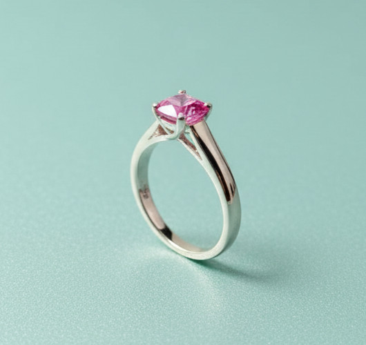 Elegant Simulated Pink Tourmaline Engagement Ring 925 Sterling Silver All Sizes