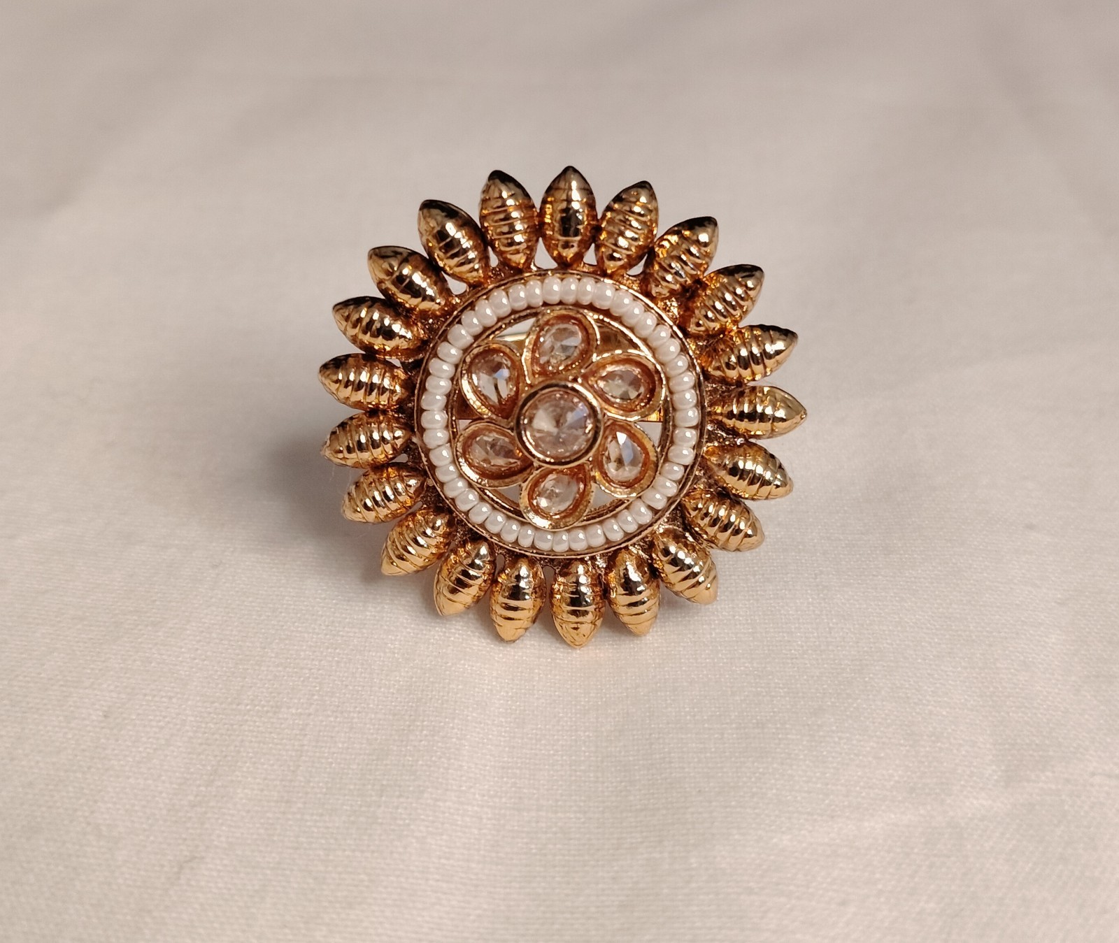 Nayla Traditional Indian Wedding Ring of Polki Gold Roz Jewellers.
