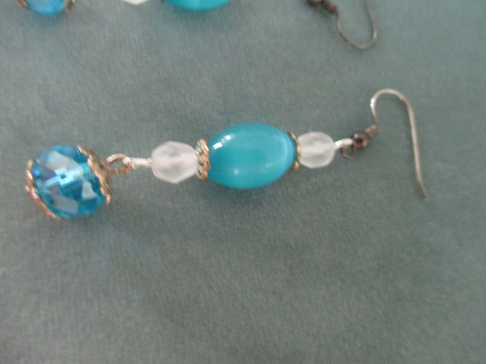 Aqua Dangle Beaded Art Fair Earrings New