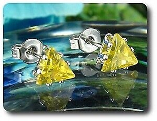 Earrings Topaz Yellow 0 3/32×0 1/4in Gold Plated White 18 K