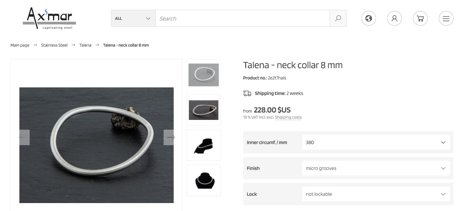 Axsmar bondage choker necklace German. Talena, RARE, stainless steel, BDSM