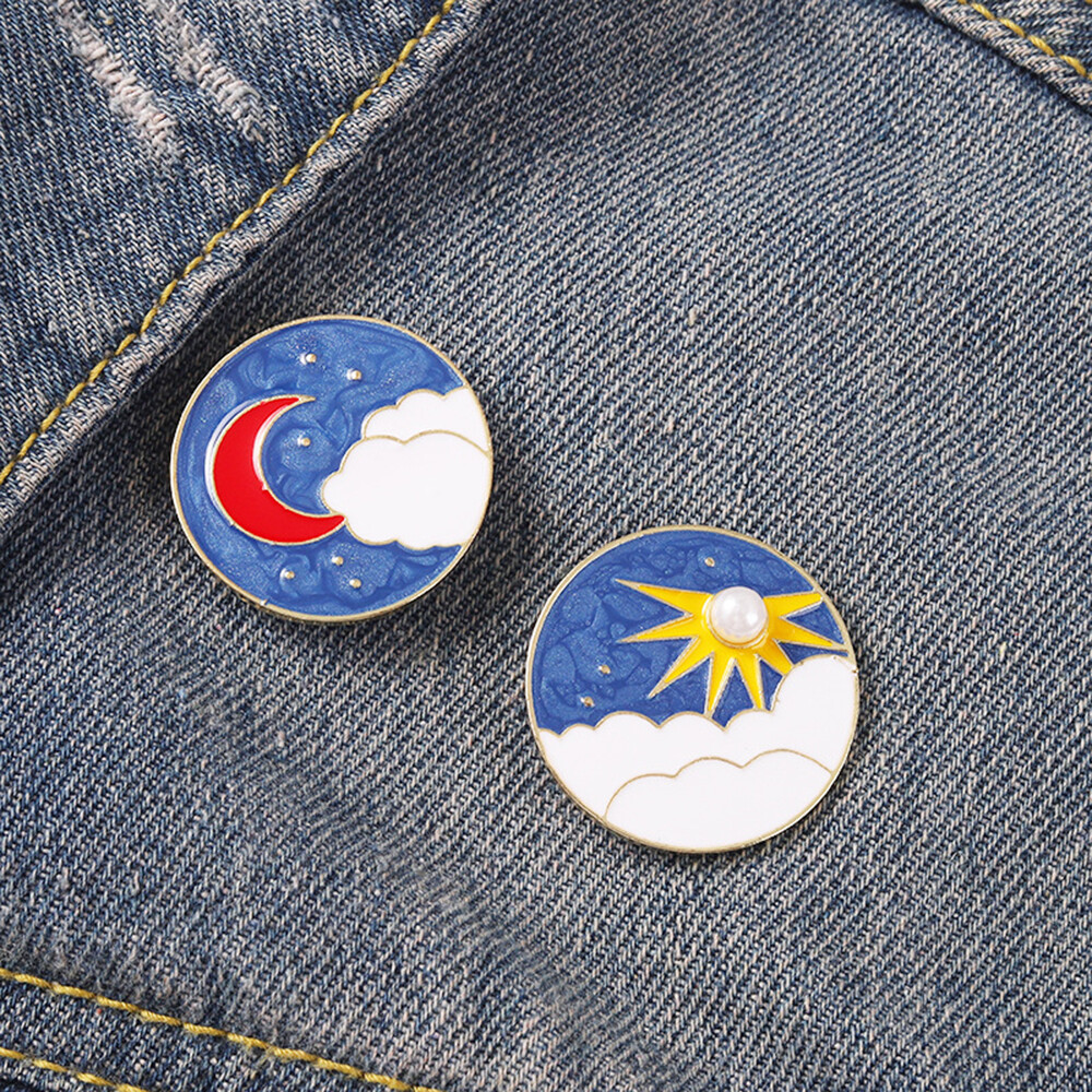Cartoon Enamel Brooch Pin Halloween Ghost Moon Phase Collar Badge Corsage Gift