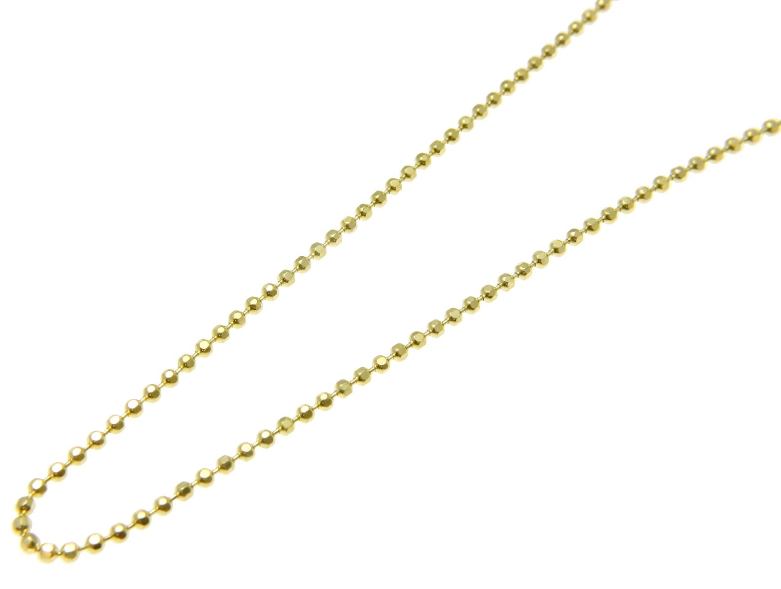 1.2MM YELLOW GOLD ITALIAN STERLING SILVER 925 DIAMOND CUT BEAD BALL CHAIN 18″