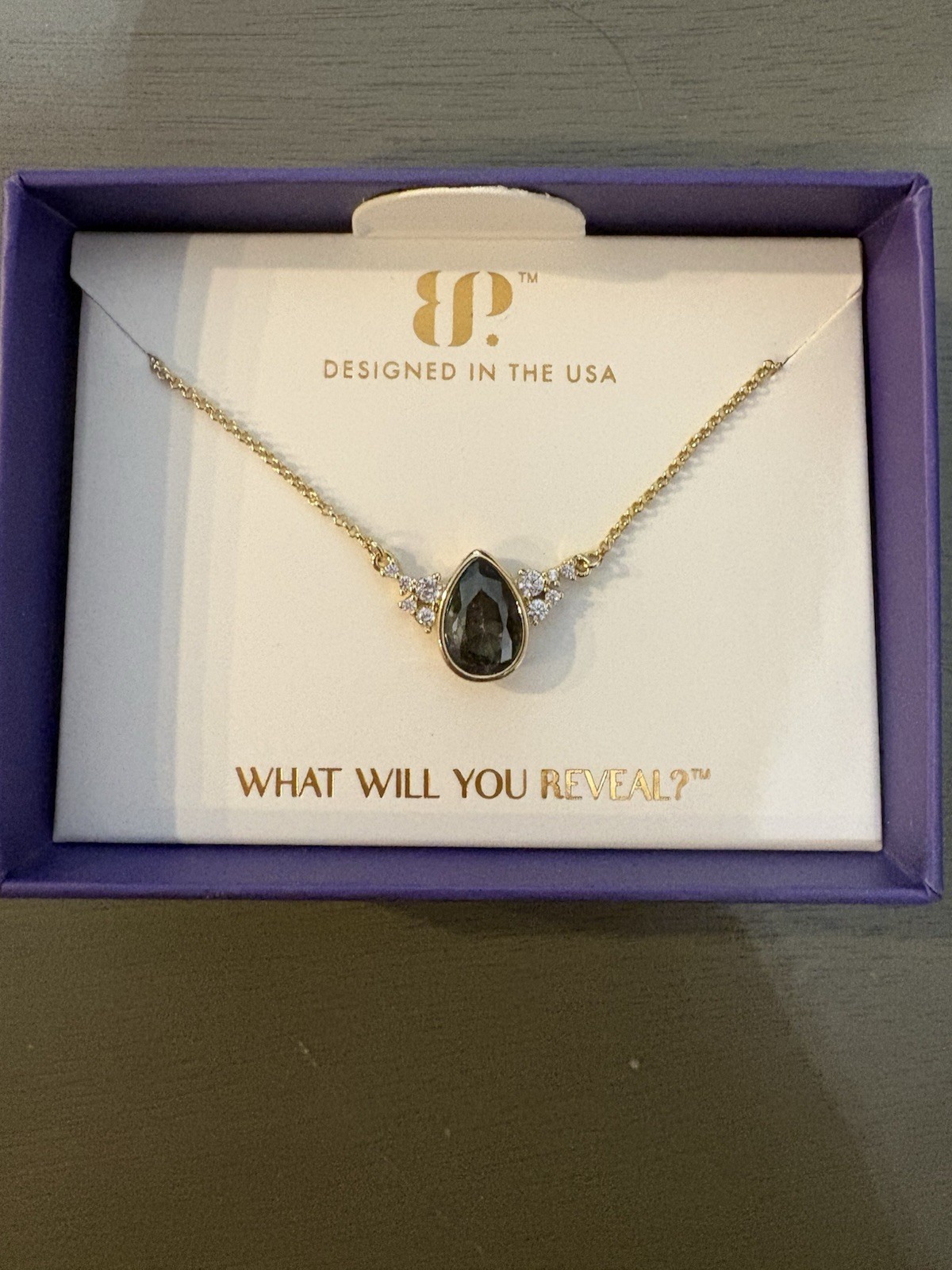 BP Gold Plated Lab-Created Alexandrite Teardrop Pendant Necklace 18″ NK68242