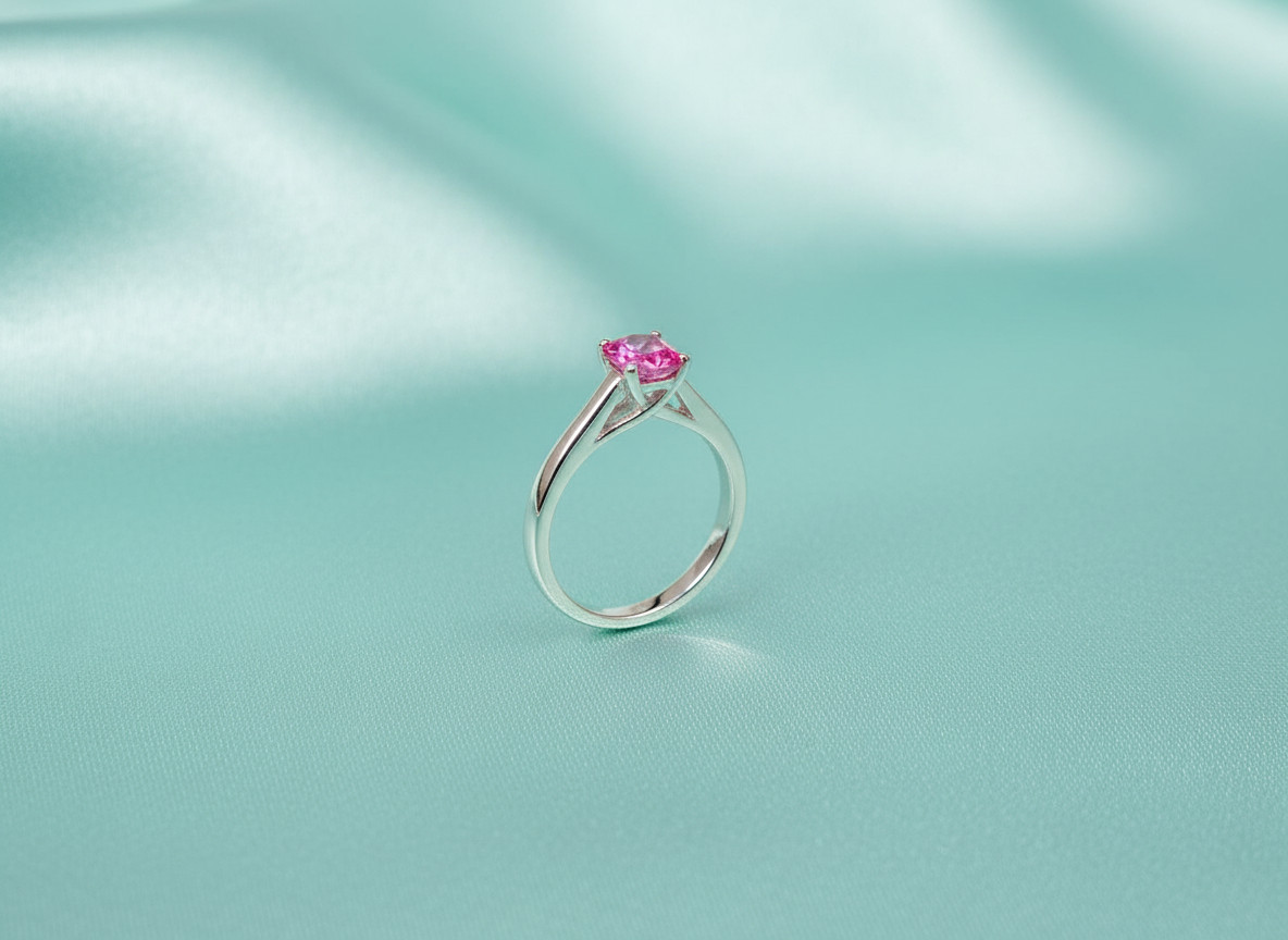 Elegant Simulated Pink Tourmaline Engagement Ring 925 Sterling Silver All Sizes