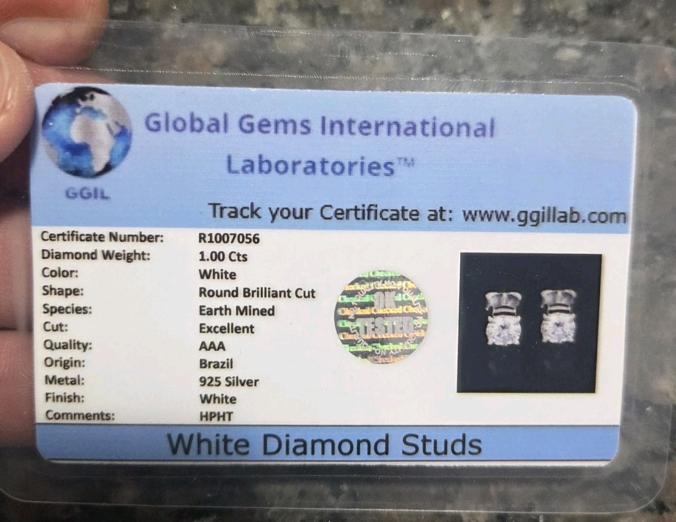 without packaging CERTIFIED 100 CT ROUND BRILLIANT CUT NATURAL HPHT WHIT G1N