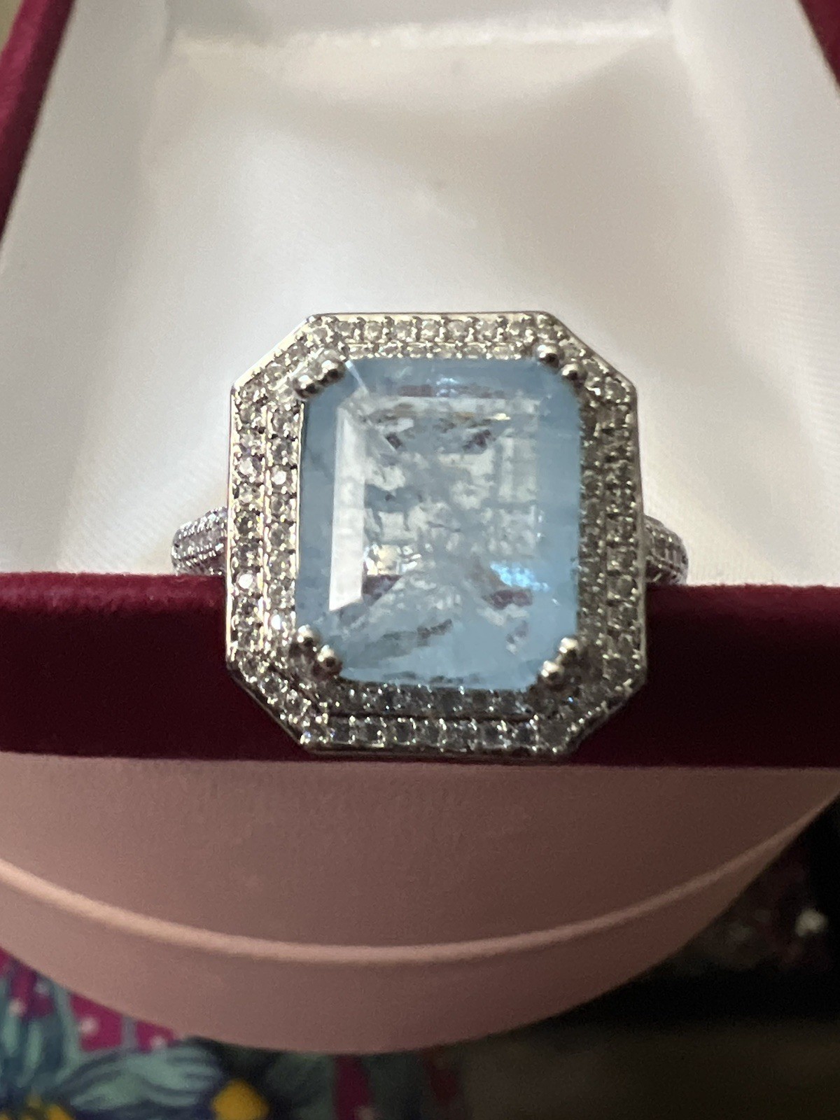 925 Silver Paraiba Tourmaline Square Stone Ring Size 9