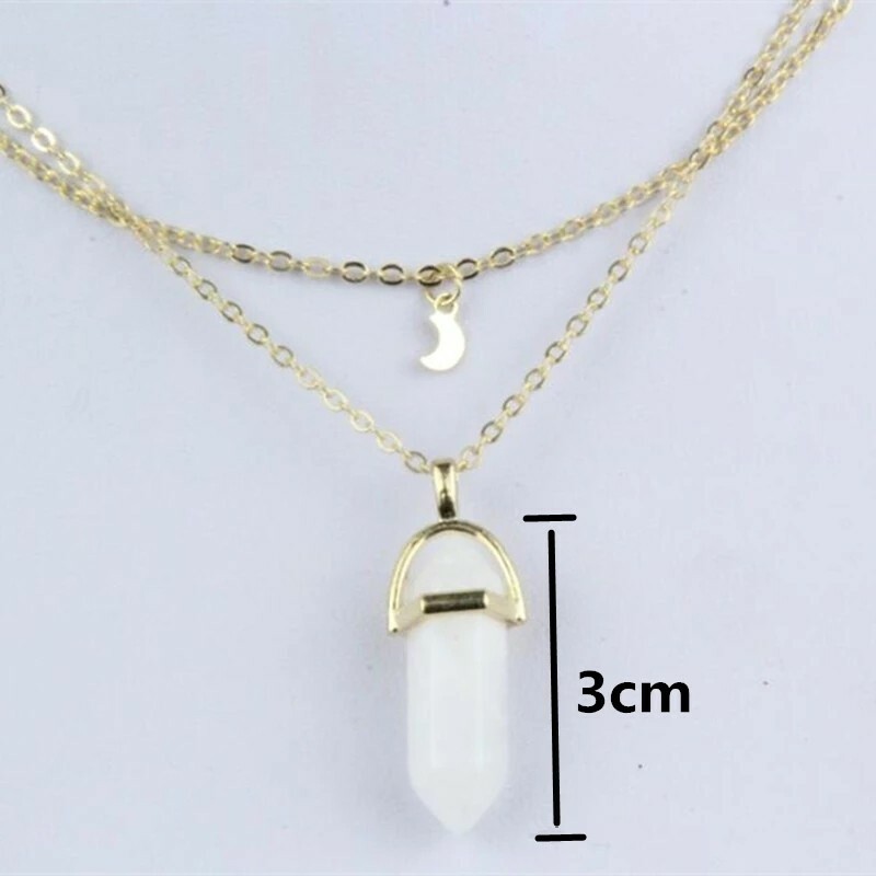Fashion Jewelry Natural Black White Stone Choker Necklace Women Gold Color Moon