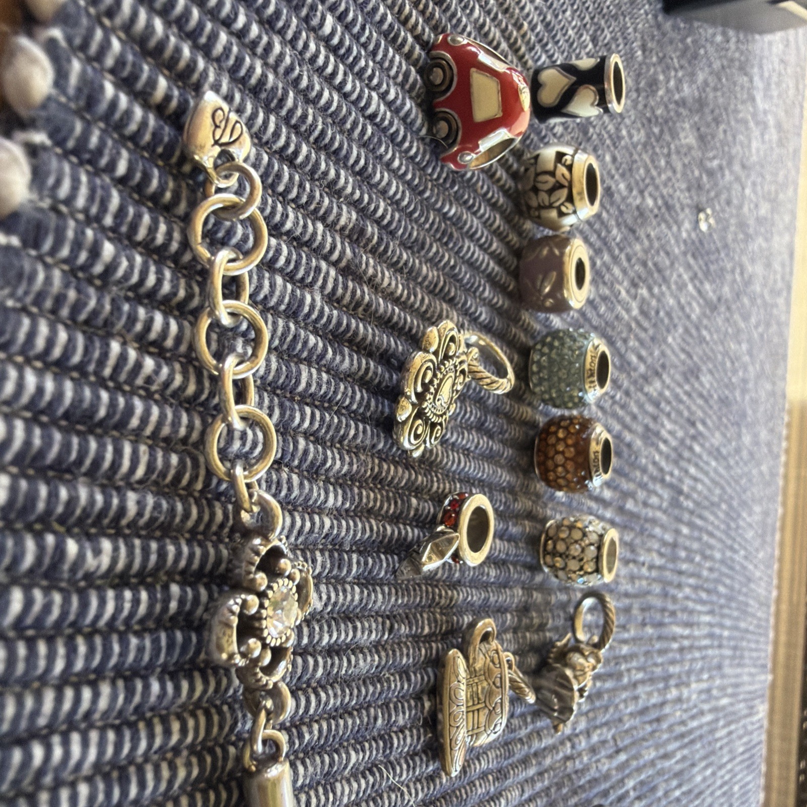 Brighton Silver Adjustable Charm Bracelet with 12 Miscellaneous Charms