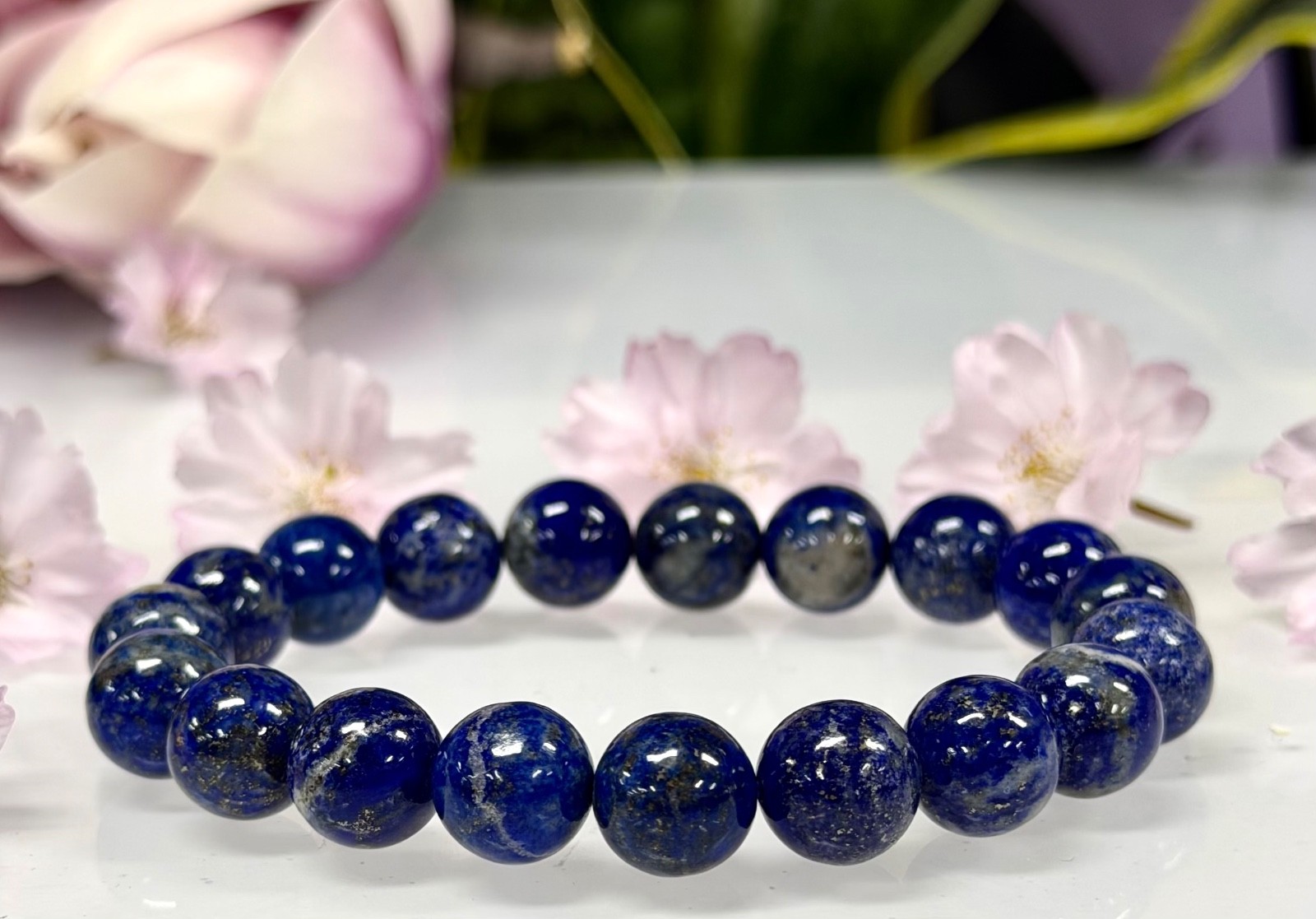 Wholesale 6 Pcs 10mm Natural Lapis Lazuli Crystal Healing Stretch Bracelet 8”