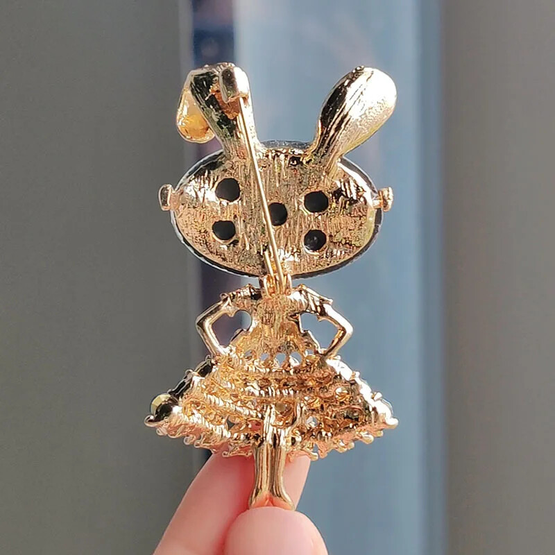 Easter Spring Bunny Crystal Rhinestone Brooch Pin Rabbit Animal Jewelry Gift