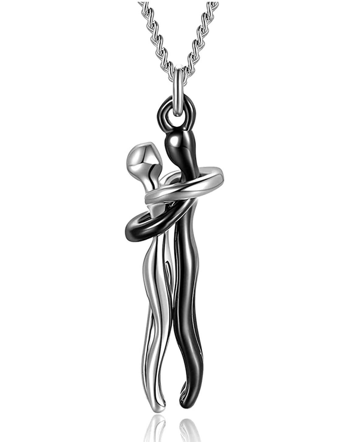 Love Hug Pendant Necklace Two Toned Affectionate Couple Hug Valentine’s Necklace
