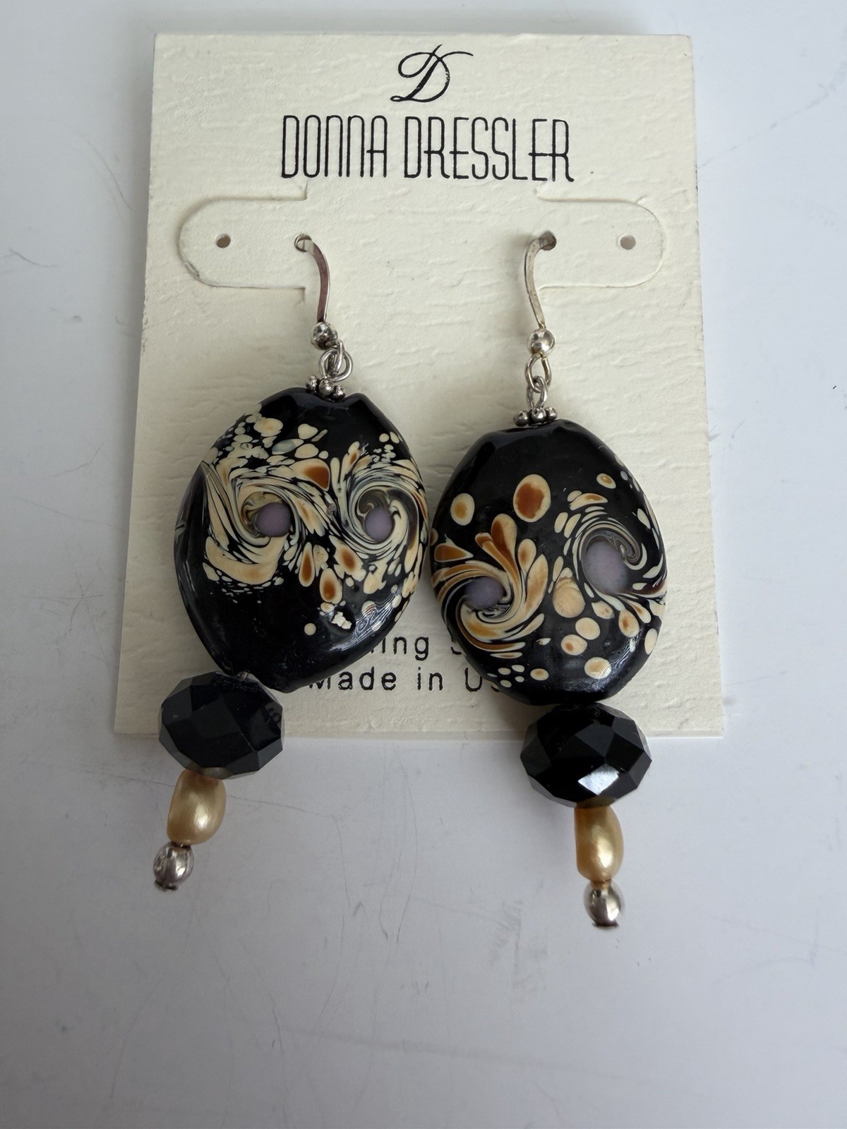 Donna Dressler NWT 925 Artisan Lampwork Glass & Pearl Bracelet &Earrings set!