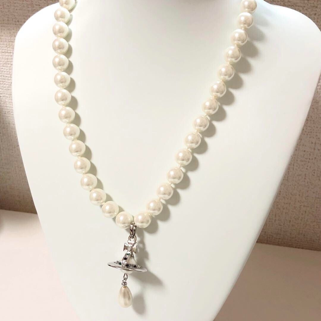 Vivienne Westwood Orb Necklace Choker White 1 Row Drop Pearl Outlet authentic