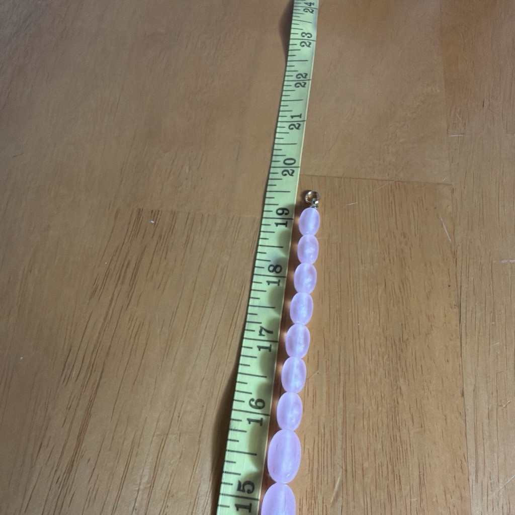 Pink Oval Stone Beaded Graduated Necklace 19” Spring Ring Closure