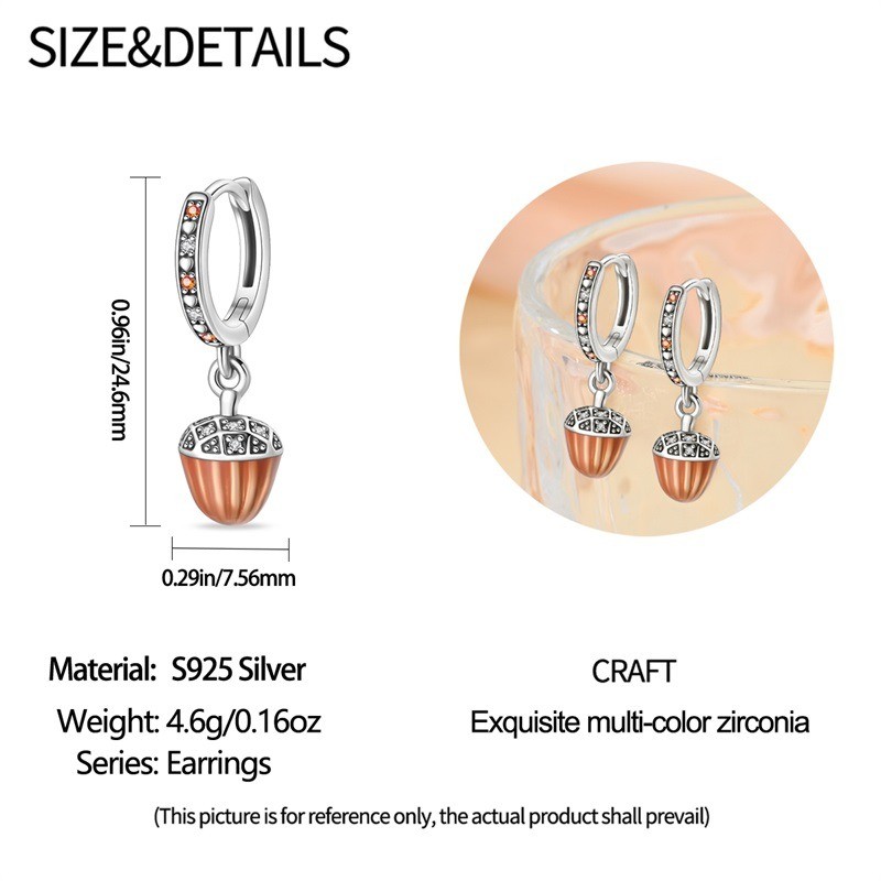 PANDACH 925 Sterling Silver Cute Pine Cone Drop Earrings For Women Jewelry Gifts
