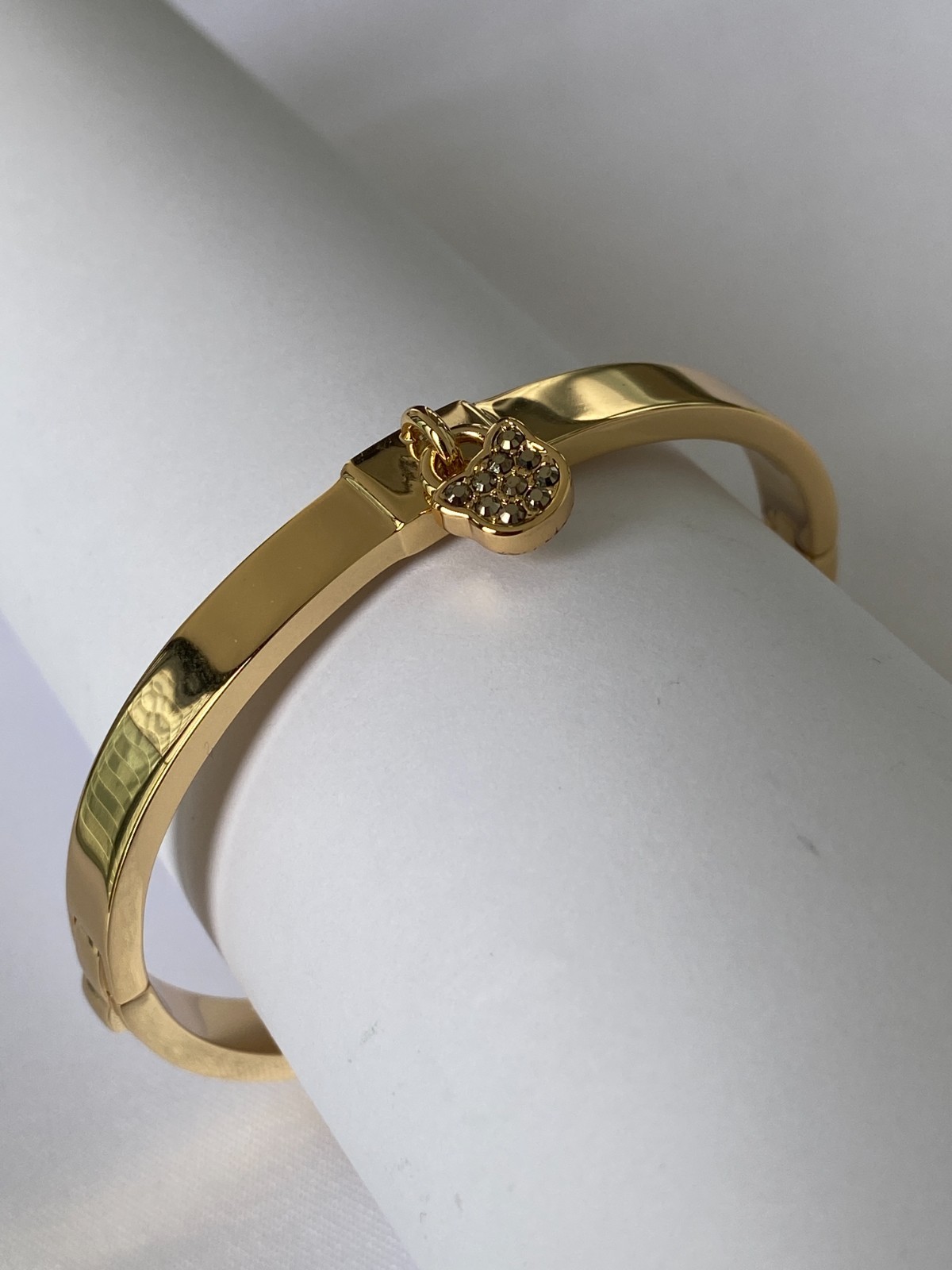 Karl Lagerfeld Choupette Lock Hinge Bangle with Crystal from Swarovski
