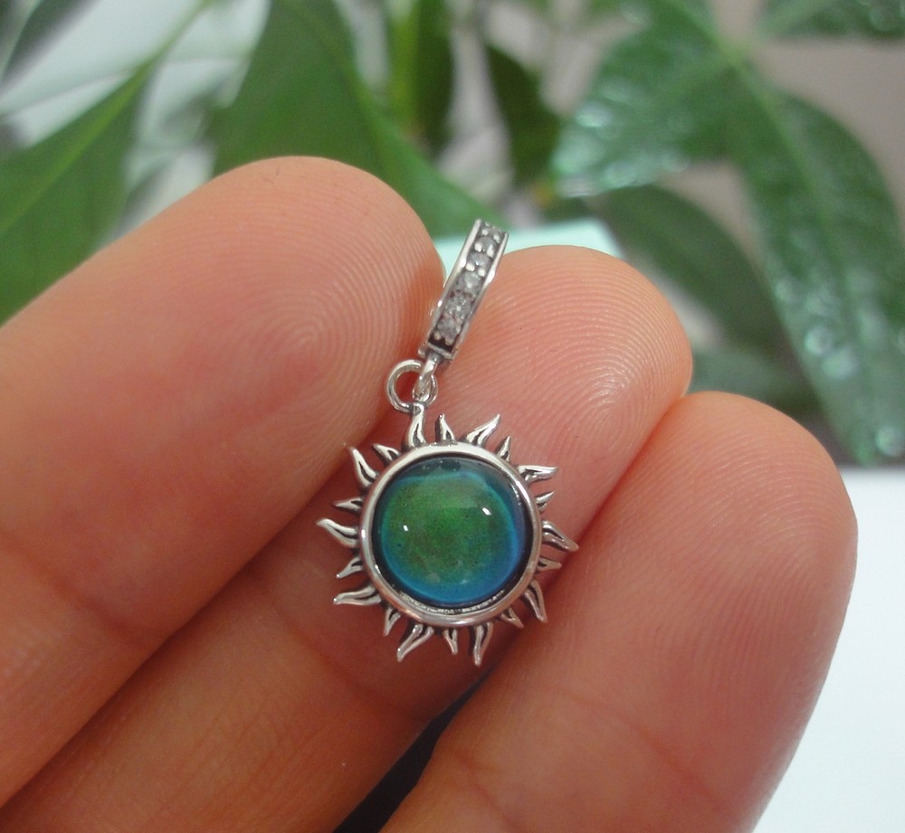 Sun Mood Stone Pendant 925 Sterling Silver Fashion Jewelry