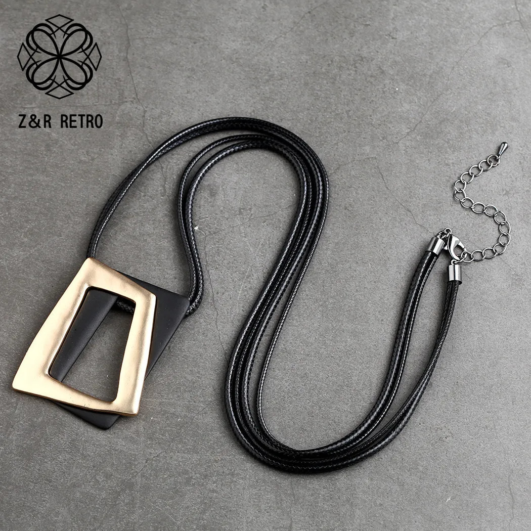 2023 Sweater Chain Long Necklace Trendy Zinc Alloy Metal Gold Color Necklaces