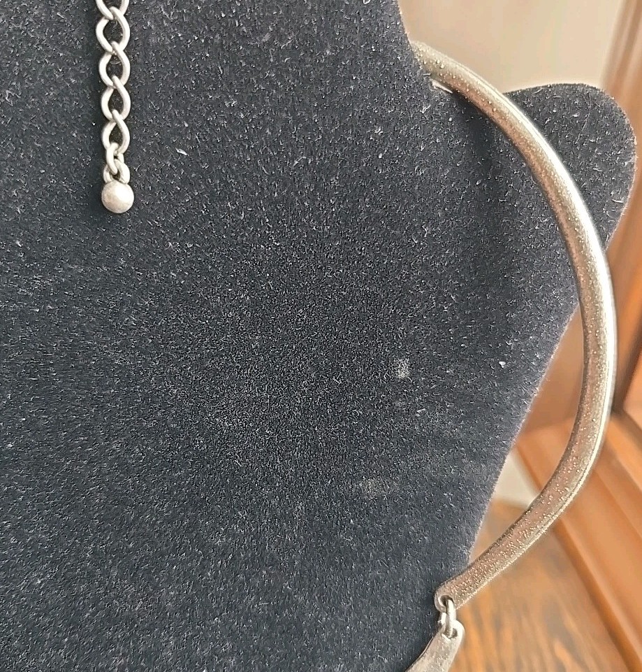 Boho Hippie Hammered Chunky Silver Tone Adjustable Chain With Lobster Clasp 6-8″