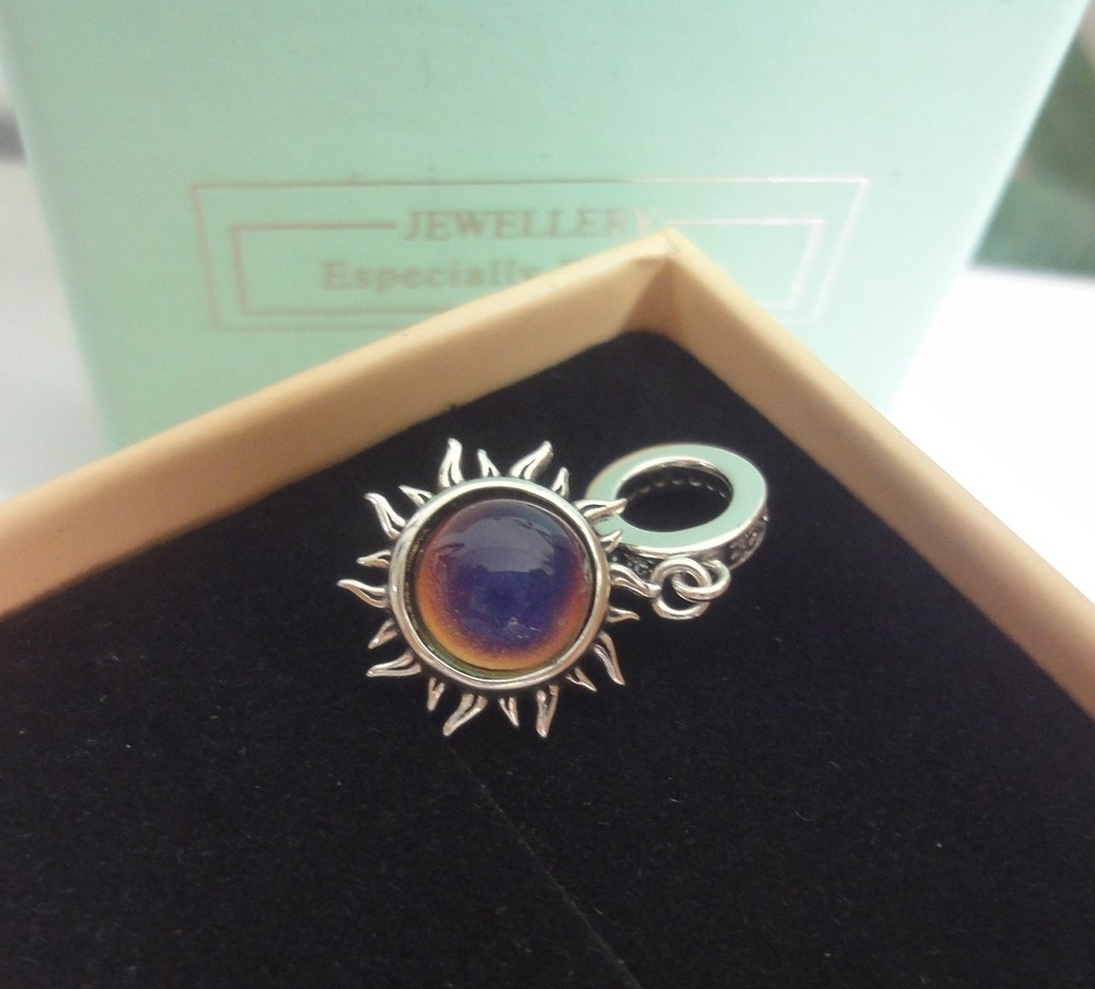 Sun Mood Stone Pendant 925 Sterling Silver Fashion Jewelry