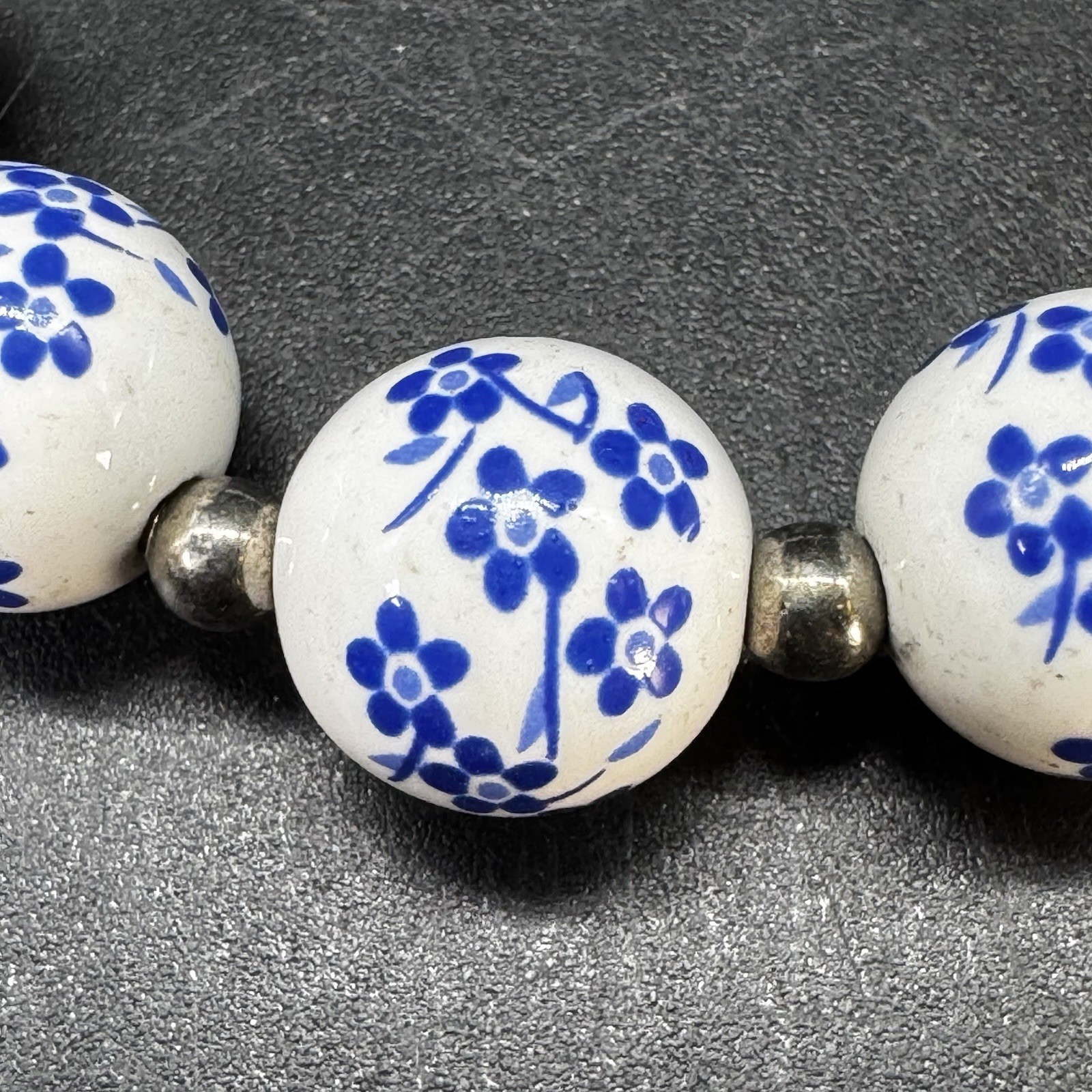 China Blue & White Porcelain Beads Toggle Clasp Bracelet Cottagecore Grannycore