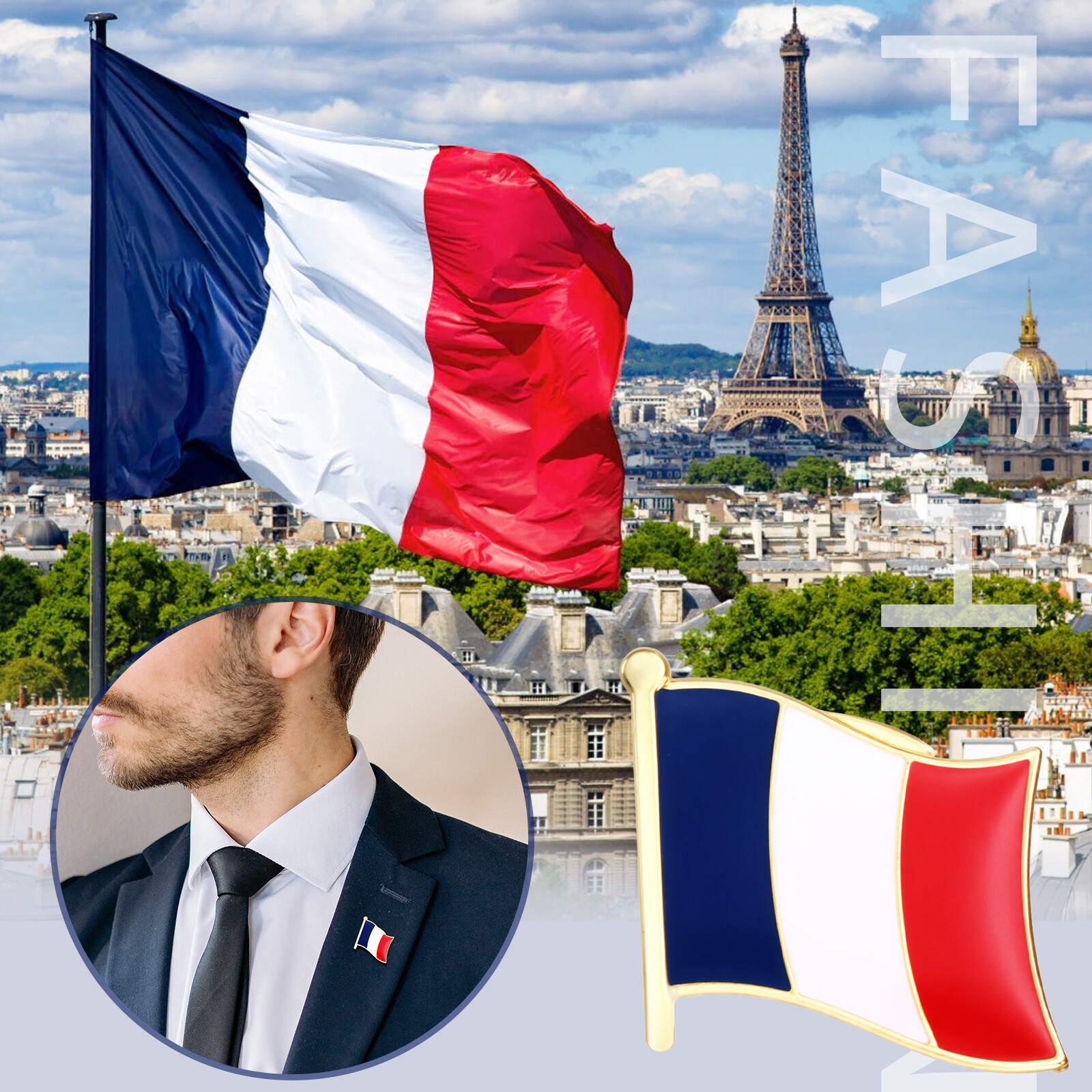 French Flag Pin Men’s Women’s Suit Uniform Lapel Pin Bastille Day Patriotic Pin