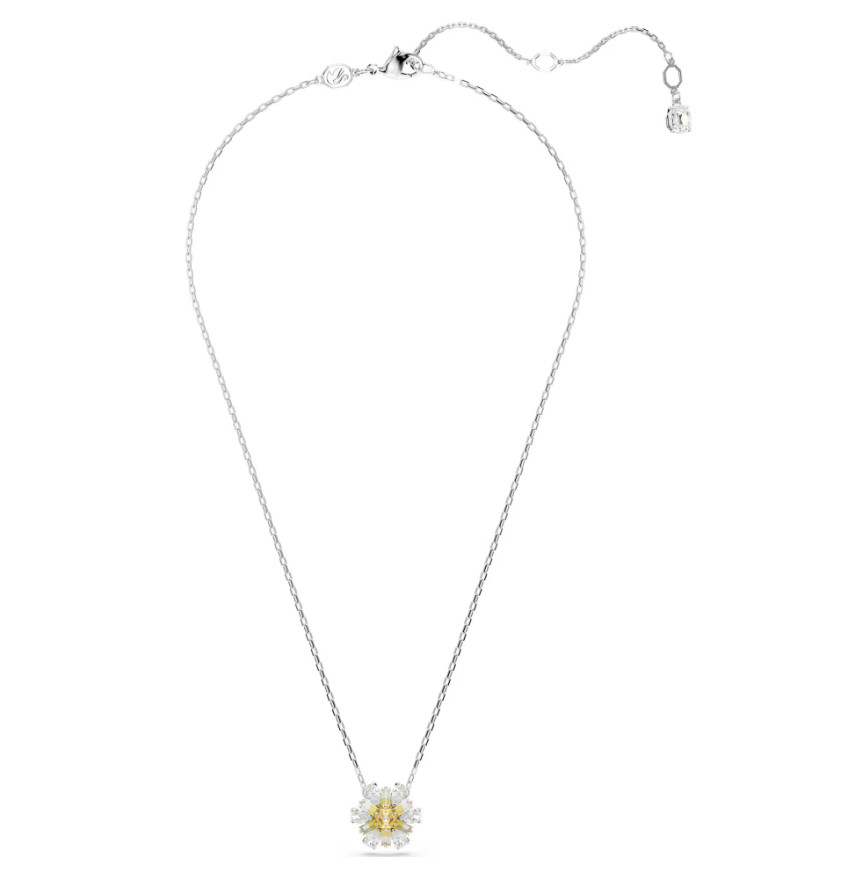 Swarovski – Idyllia pendant – Flower, Yellow, Rhodium plated
