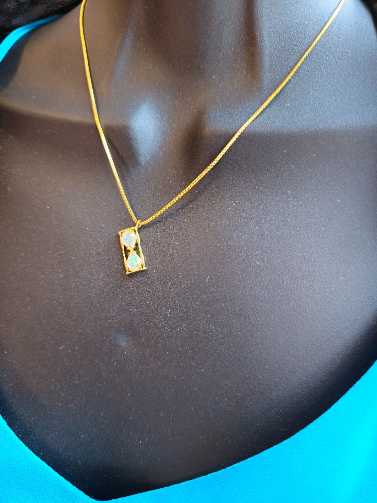 fire opal pendant + chain silver/gold plate jewelry Pinguin Sand Clock Sandal