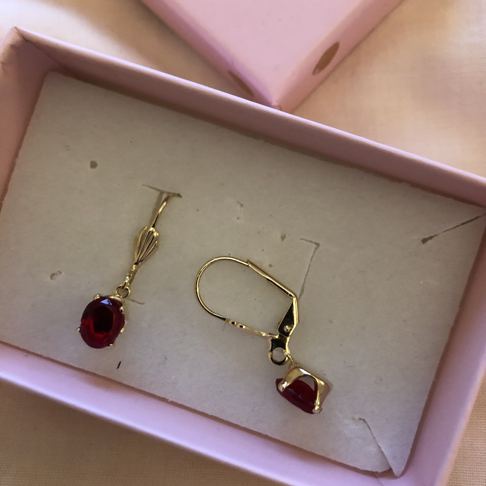 Gold Electroplated Red Earrings Ladies Smart Casual Everyday Gift Occasion