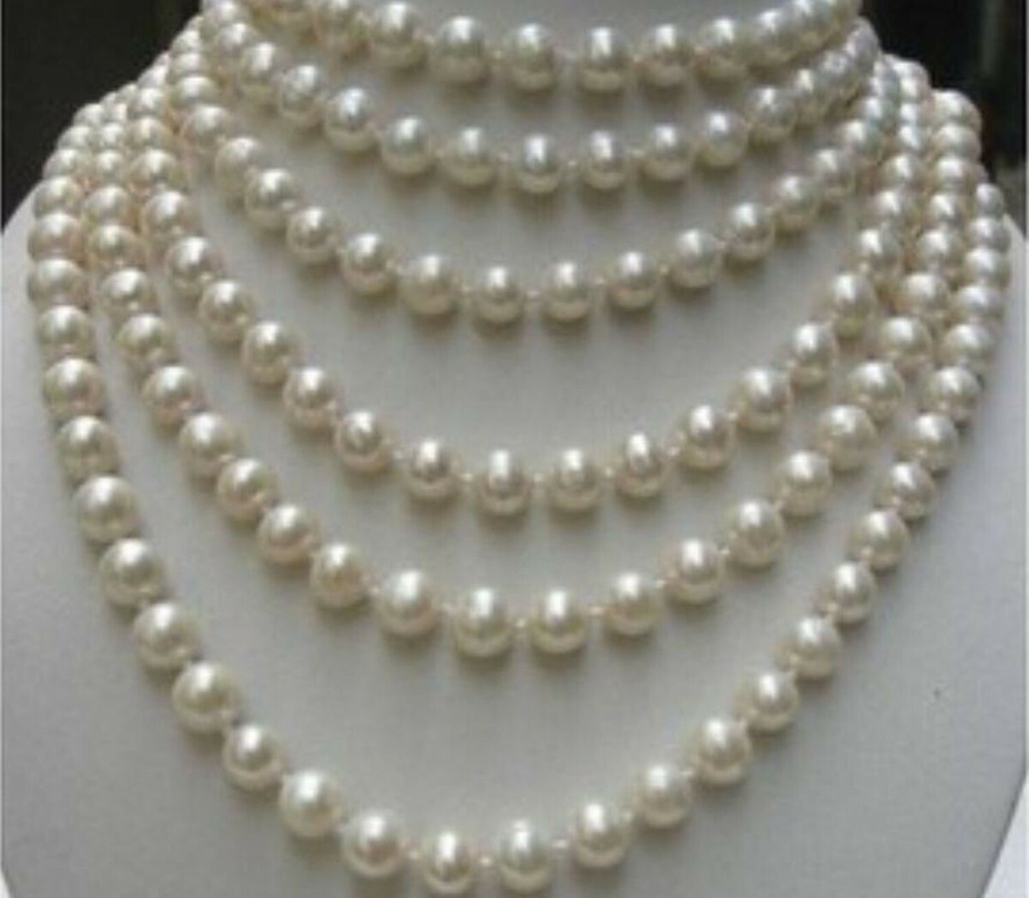 Beautiful Natural 8-9MM Genuine White Pearl Beads Long Necklace 80″