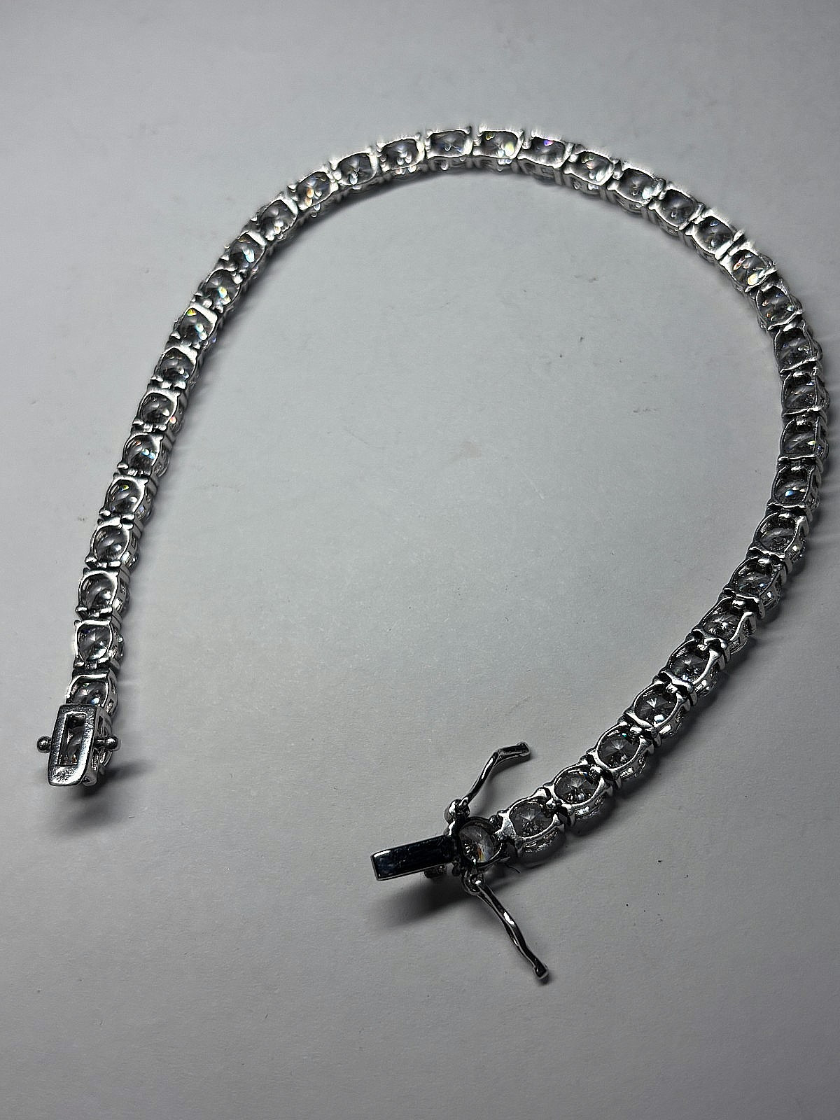 Sterling Silver Round Cut CZ Tennis Bracelet 15.7g 8.5in